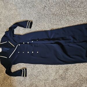 STUNNING RARE VINTAGE LEW MAGRAM LONG NAVY COAT/ DRESS